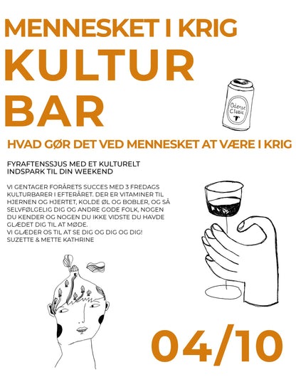 Kulturbar 4. oktober (AFLYST) Mennesket i krig